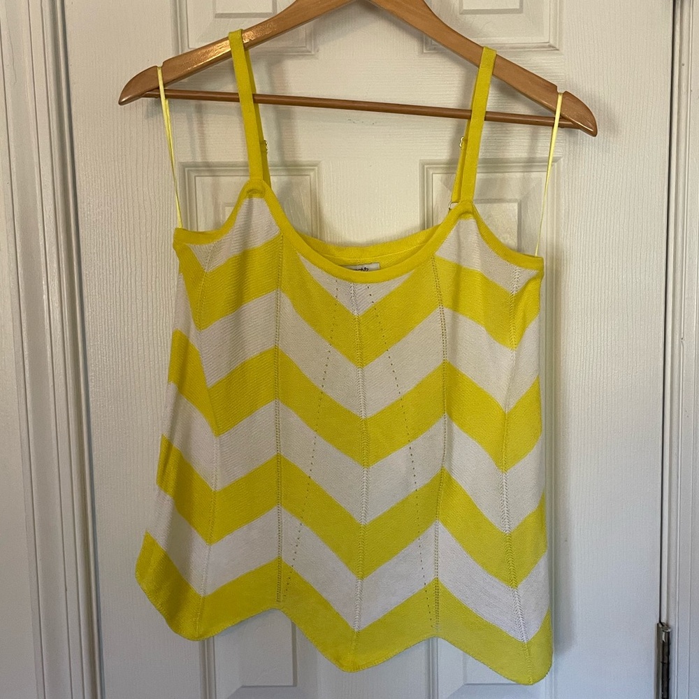 Caché Yellow Chevron Stripe Blouse